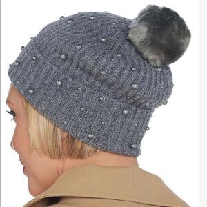 🎄🎁Isaac Mizrahi Pom Pom Cashmere Beanie